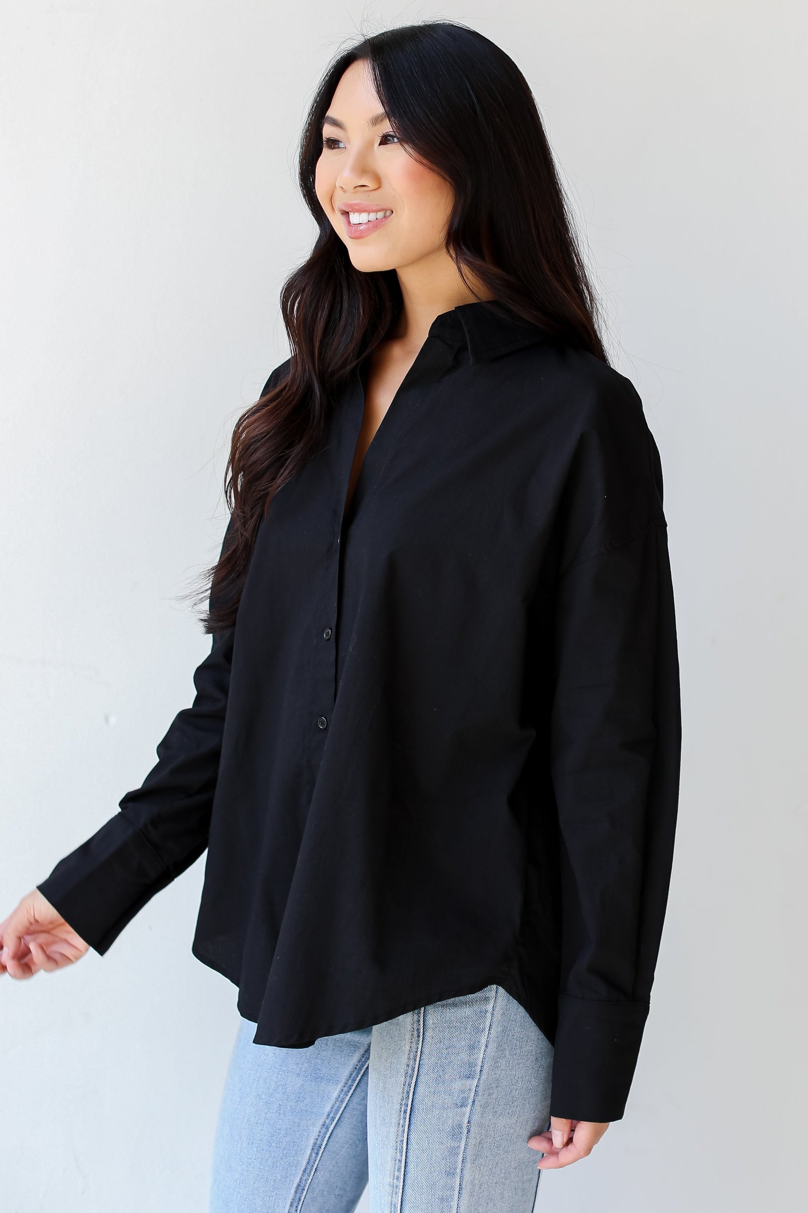 Sophisticated Instinct Oversized Button-Up Blouse