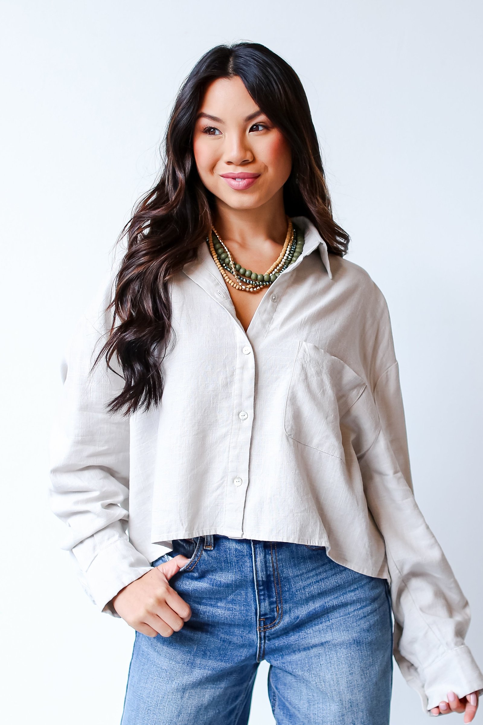 Sensational Presence Linen Button-Up Blouse