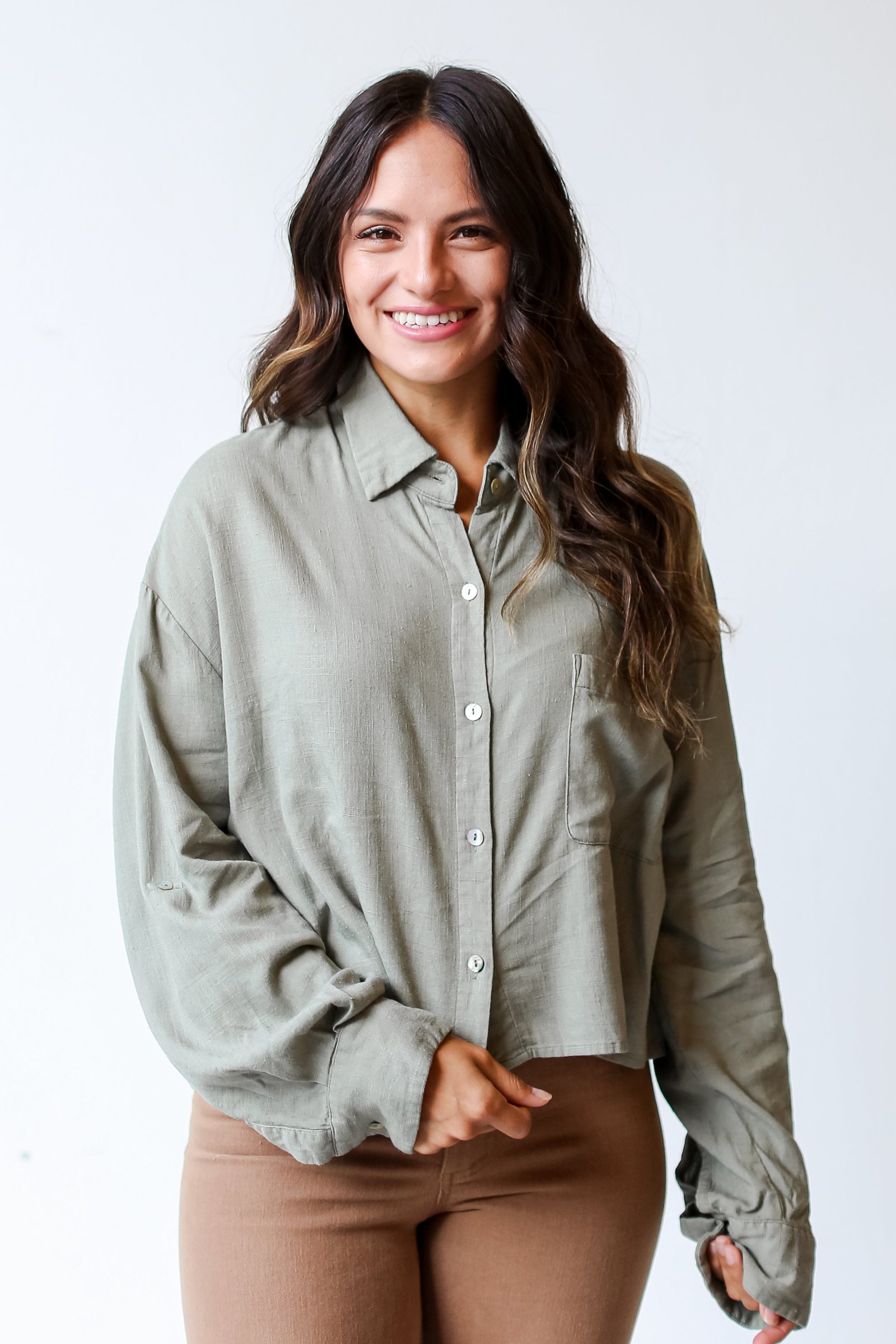 Sensational Presence Linen Button-Up Blouse