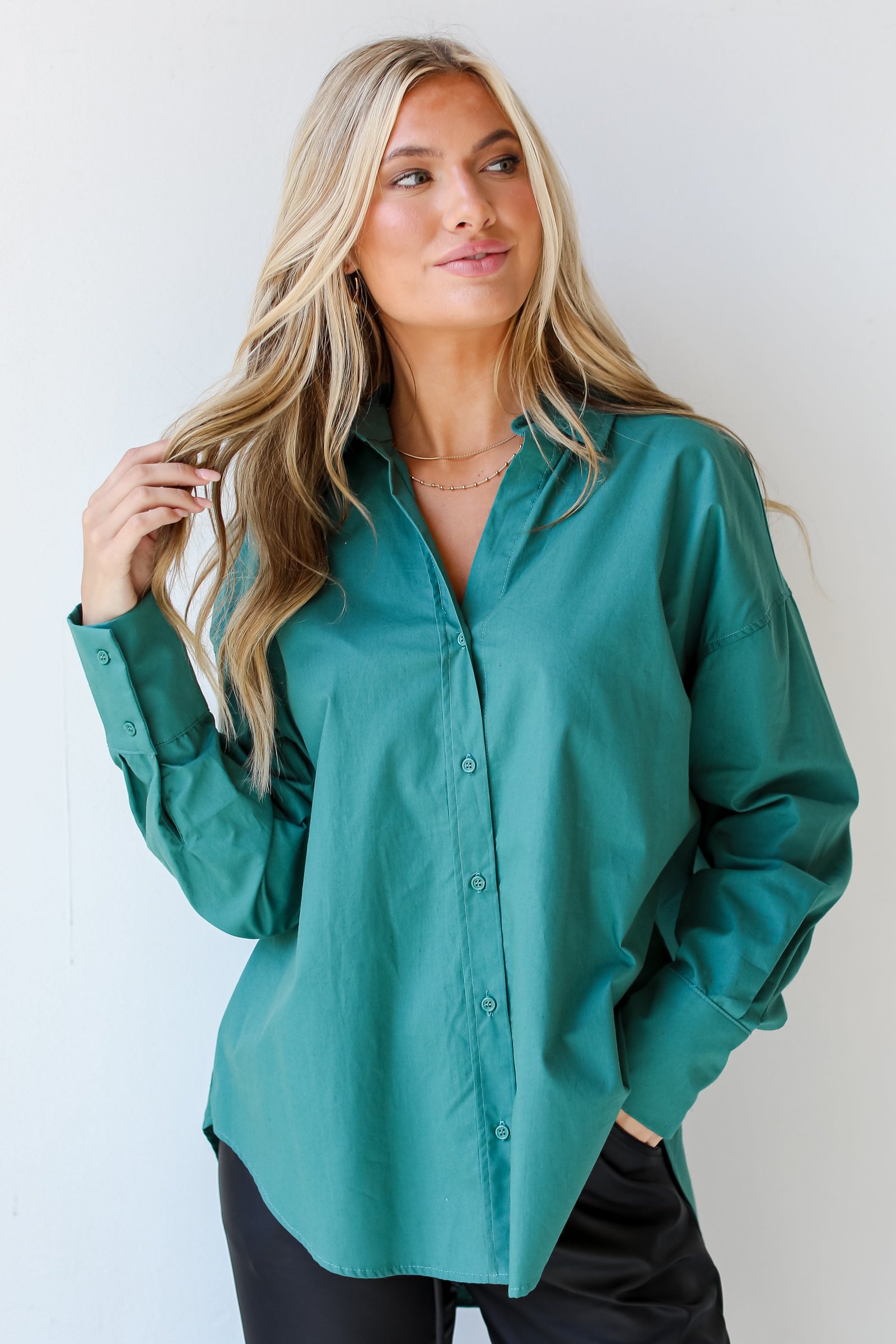 Sophisticated Instinct Oversized Button-Up Blouse