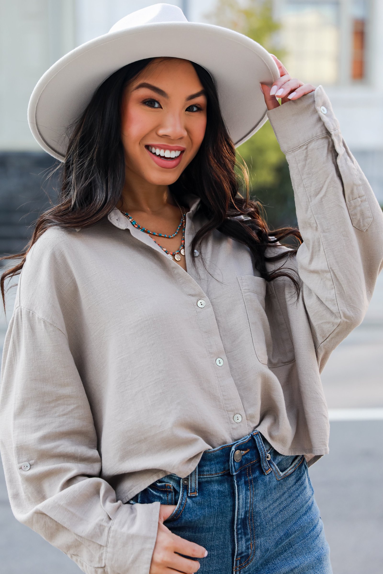 Sensational Presence Linen Button-Up Blouse