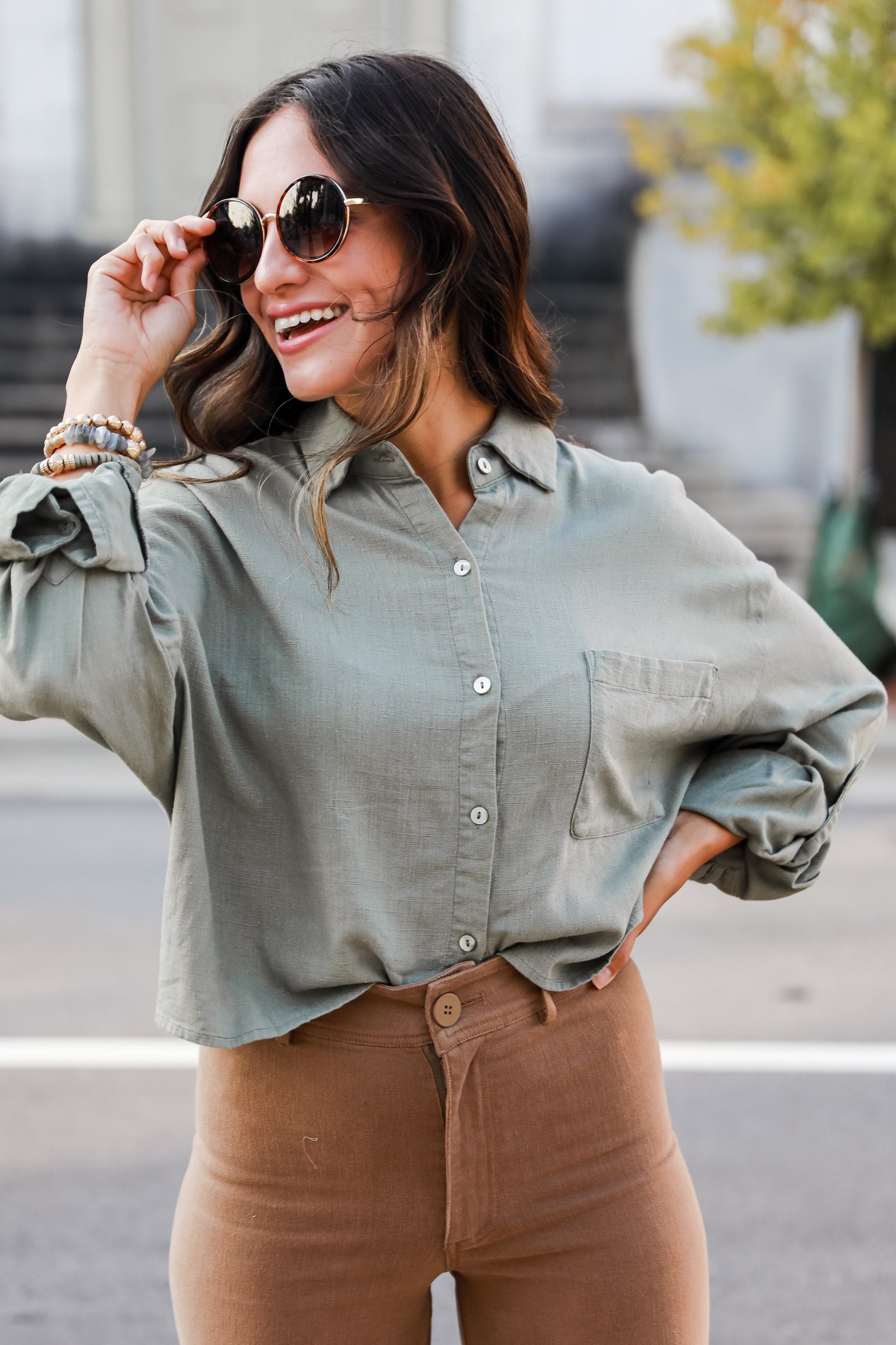 Sensational Presence Linen Button-Up Blouse