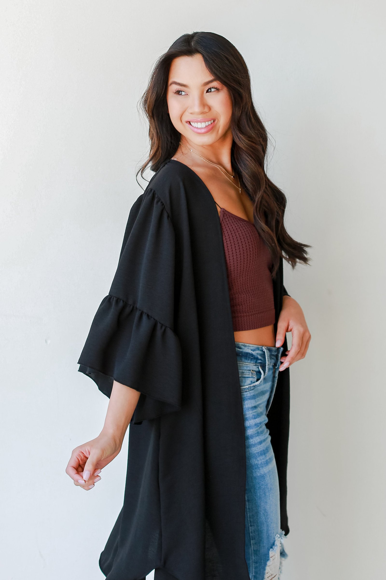 Keep Your Promises Ruffle Kimono